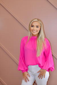 Pink High Neck Blouse