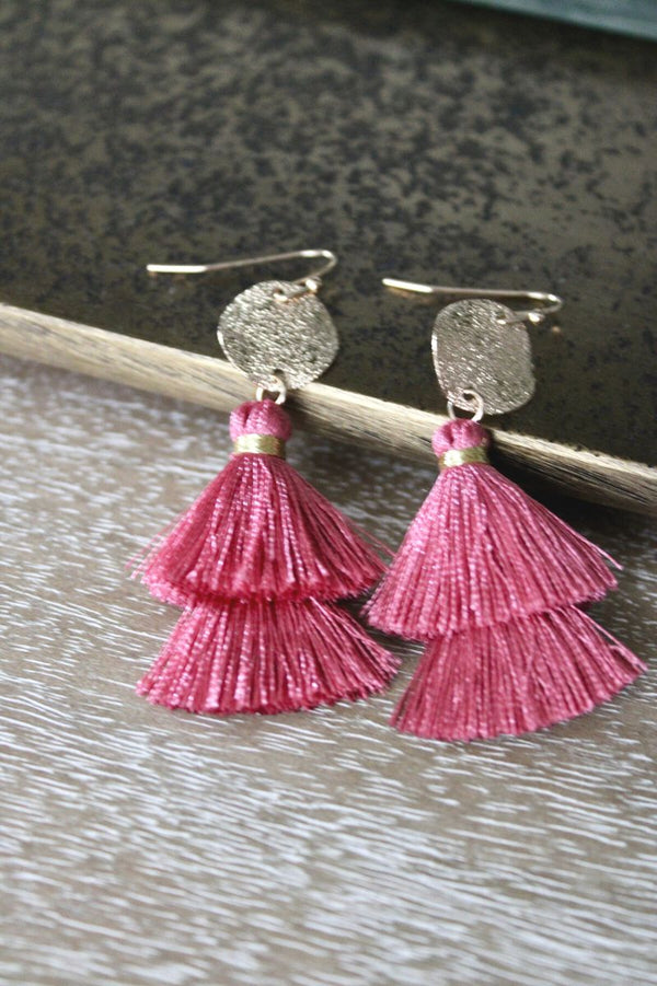 Pink Tassel Earrings Eleven03 Boutique Southaven, MS