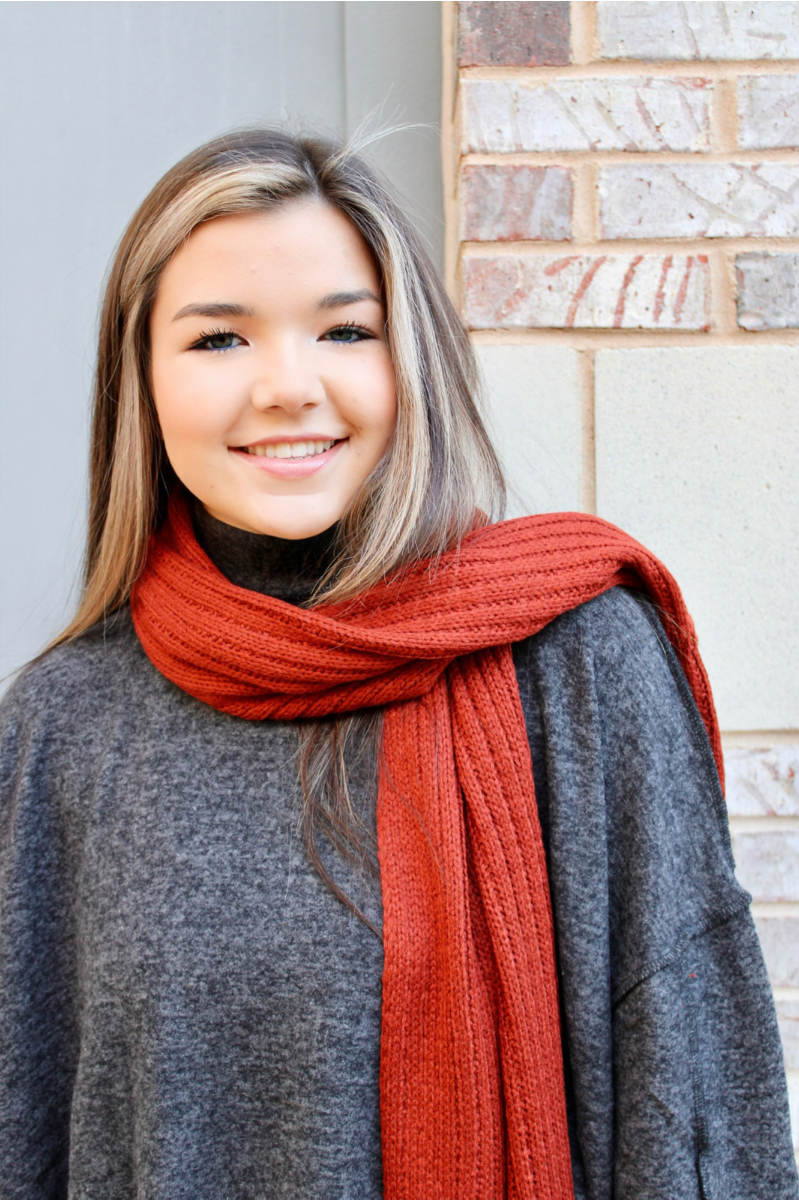 red knit scarf