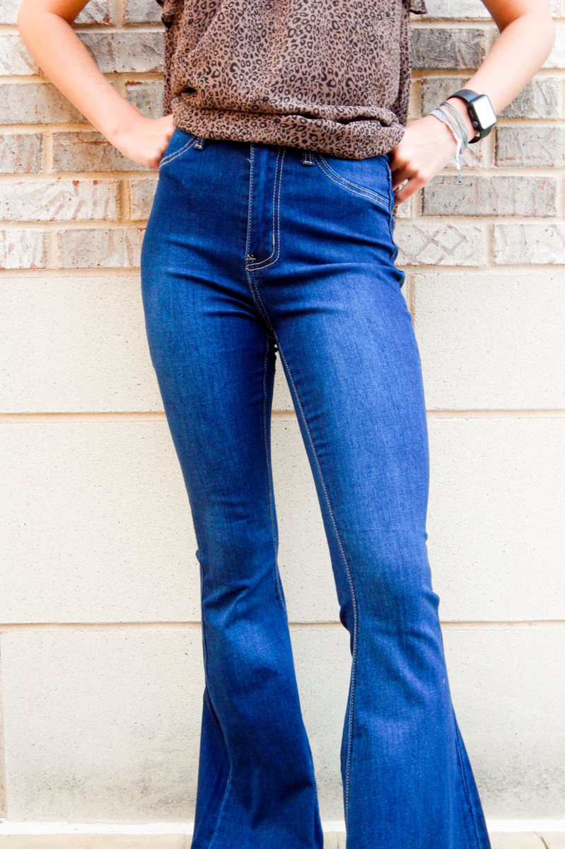 High Waist Bell Bottom Jeans  with NO distressing