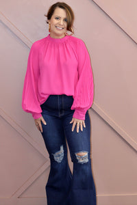 Pink High Neck Blouse