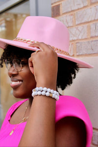 Pink Fedora Hat with Gold Chain eleven03 Boutique Southaven, MS 