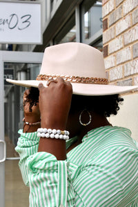 Tan Fedora Hat with Gold Chain eleven03 Boutique Southaven, MS 