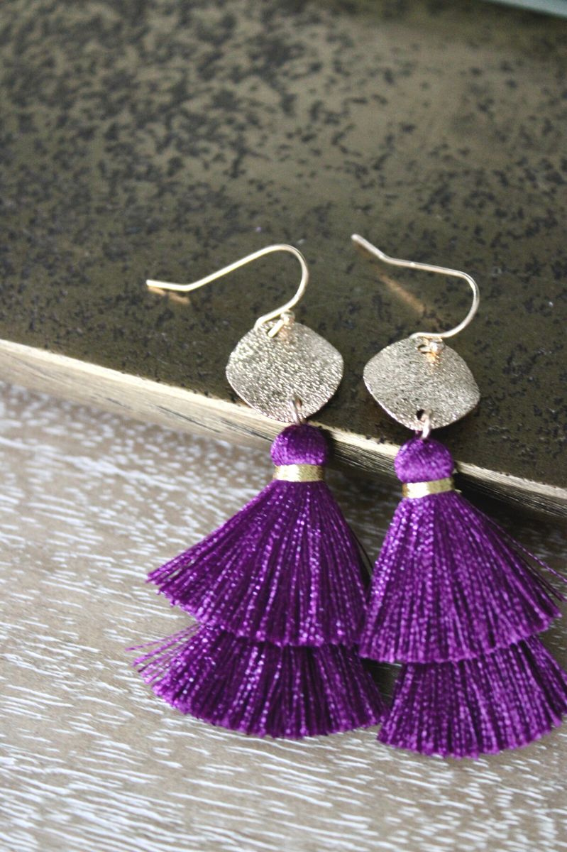 Purple Tassel Earrings Eleven03 Boutique Southaven, MS