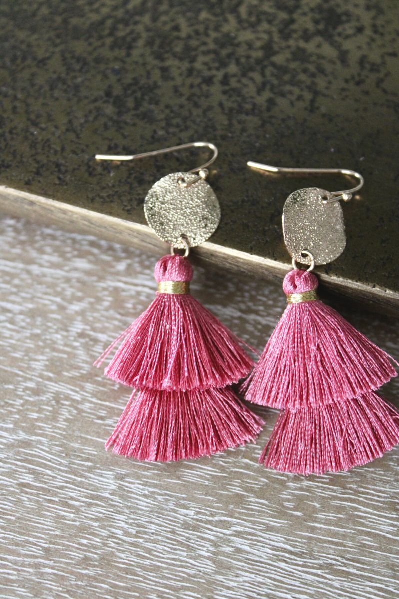 Pink Tassel Earrings Eleven03 Boutique Southaven, MS